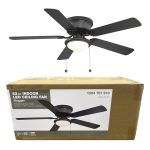 Ventilador de Techo HUGGER LED Negro para Interiores de 52 Pulgadas con Kit de Luces